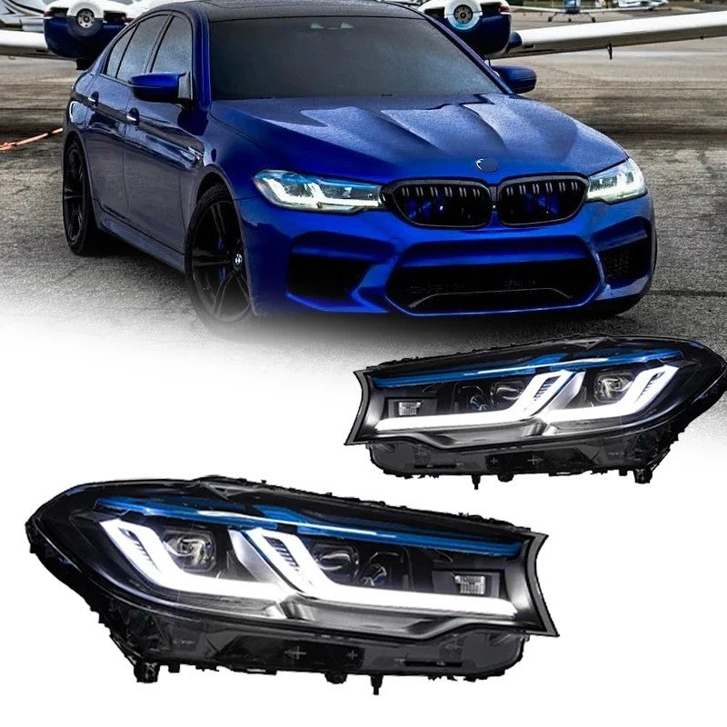 Car Craft Compatible With Bmw 5 Series G30 G38 2021-2024 Car Front Upgraded Head Light Lamp Xenon Headlight Retrofit Upgrade Modified Led Drl Hid Light Lci Laser Style - CAR CRAFT INDIA