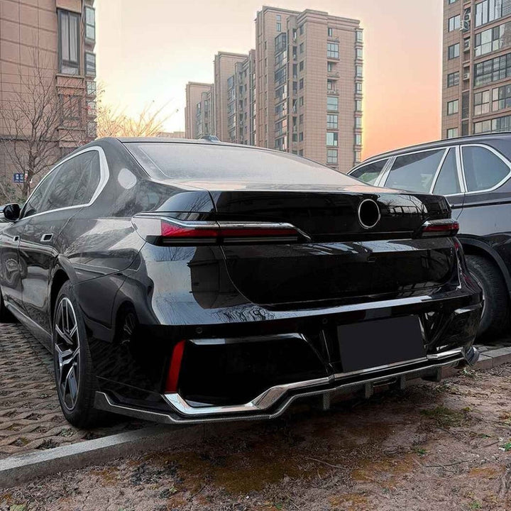 Car Craft Compatible With Bmw 7 Series I7 G70 G73 M Sport 2023+ Rear Bumper After Lip Diffuser Trim Skirt Zst-1442 Gb Glossy Black