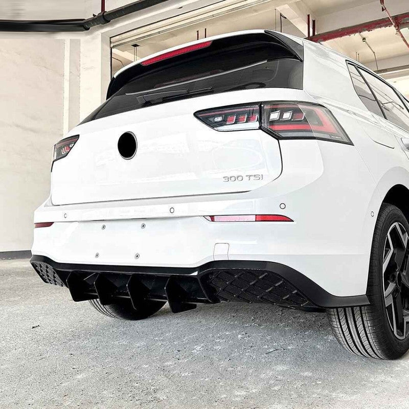 Car Craft Compatible With Volkswagen Vw Golf Mk8.5 Gti 2024+ Gti Rline Rear After Bumper Lip Splitter Skirts Diffuser Zst Carbon Fiber Look - CAR CRAFT INDIA