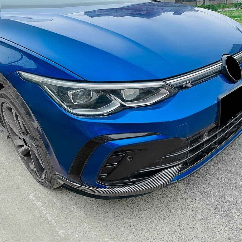 Car Craft Compatible With Volkswagen Vw Golf Mk 8 Gti 2020-2024 Gti Rline Front Bumper Lip Splitter Skirts Trim Wing Flag Zst-1101 Cf Carbon Fiber Look Usa - CAR CRAFT INDIA