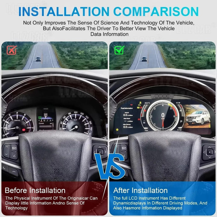 Car Craft Compatible With Toyota Innova Crysta 2016-2023 Dashboard Interior Digital Instrument Speedometer Cluster Meeter Player