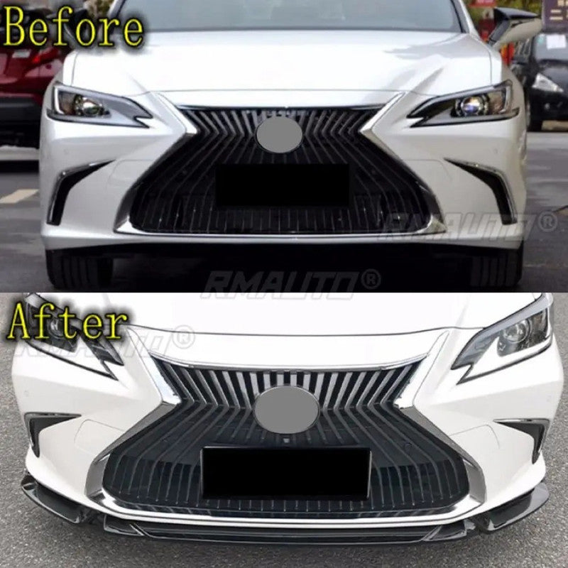 Car Craft Compatible With Lexus Es 2018-2022 Front Bumper Lip Skirt Trim Carbon Fiber Look