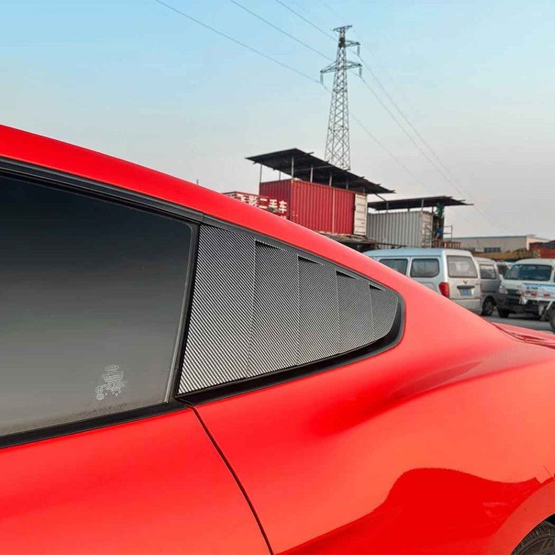 Car Craft Compatible With Ford Mustang 2015-2023 Car Rear Window Louvers Sticker Triangle Window Shade Shutter Side Vent Spoiler Zst-1142 Gb Glossy Black - CAR CRAFT INDIA