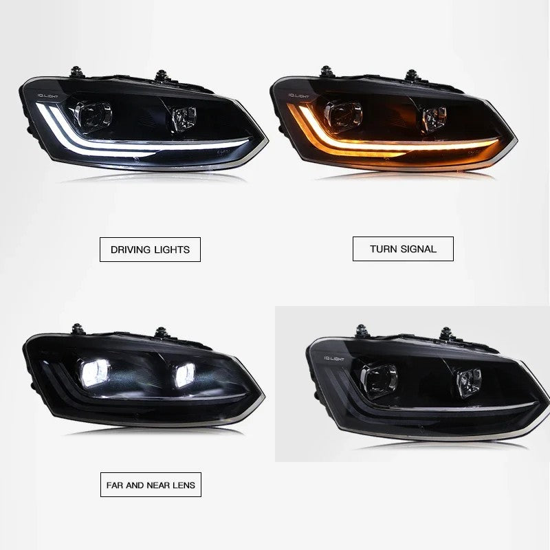 Car Craft Compatible With Volkswagen Vw Polo 2010-2024 Car Front Upgraded Head Light Lamp Xenon Headlight Retrofit Upgrade Modified Led Drl Hid Light For Helogen Car - CAR CRAFT INDIA