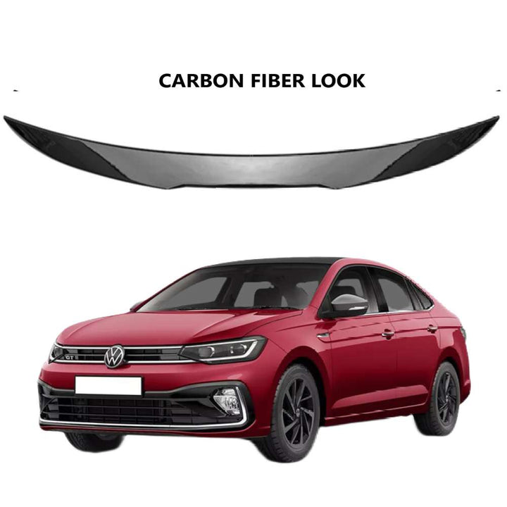 Car Craft Compatible With Vw Volkswagen Virtus 2023+ Rear Trunk Wing Boot Spoiler Lip Splitter Skirt M4 Style Carbon Fiber Look Ar-vw-0234 Cf CC-7969 - CAR CRAFT INDIA