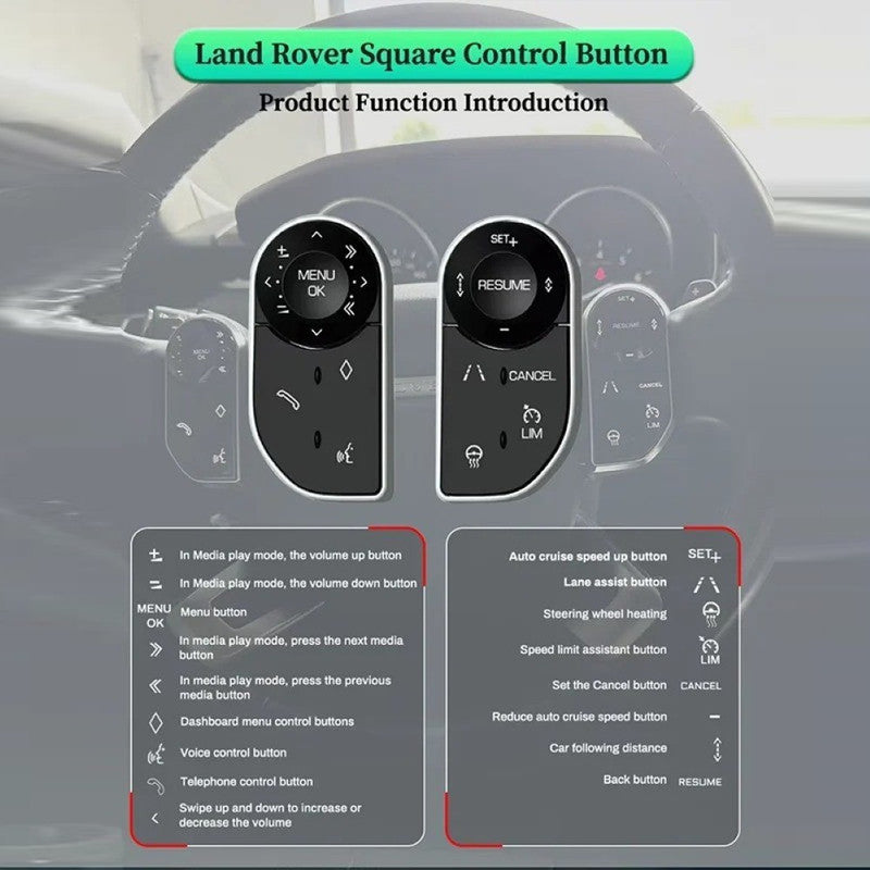 Car Craft Compatible With Land Range Rover Vogue L405 2015-2017 Rrv Rrs Sport L494 2015-2017 Discovery 5 Lr5 2017-2018 Lr5 L405 L494 Digital Touch Screen Car Steering Wheel Multimedia Button Square Control