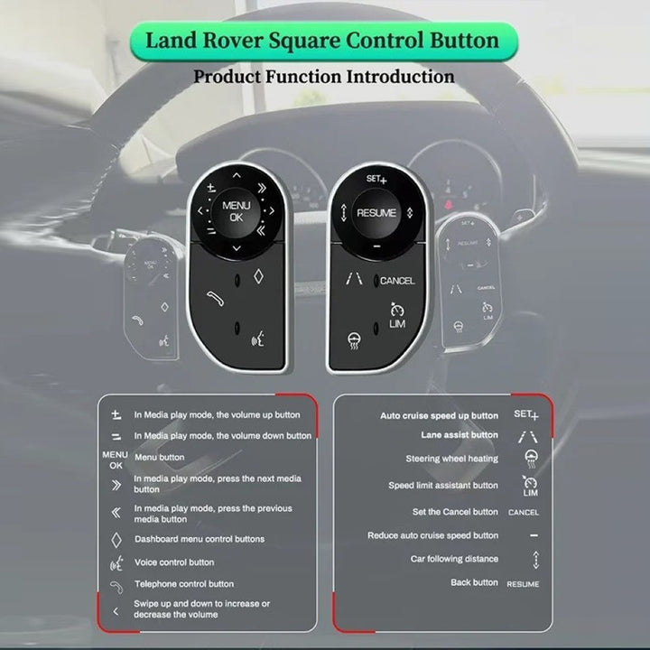 Car Craft Compatible With Land Range Rover Vogue L405 2015-2017 Rrv Rrs Sport L494 2015-2017 Discovery 5 Lr5 2017-2018 Lr5 L405 L494 Digital Touch Screen Car Steering Wheel Multimedia Button Square Control