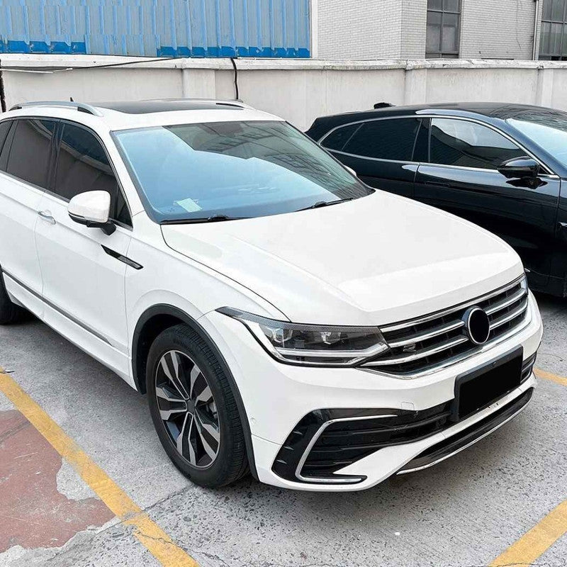 Car Craft Compatible With Vw Volkswagen Tiguan Mk2.5 2021-2023 Car Headlight Eyelid Lamp Eyebrow Skirts Splitter Zst-1235 Cf Carbon Fiber Look - CAR CRAFT INDIA