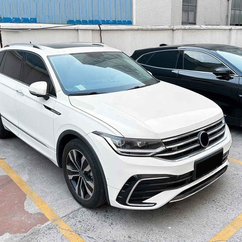 Car Craft Compatible With Vw Volkswagen Tiguan Mk2.5 2021-2023 Car Headlight Eyelid Lamp Eyebrow Skirts Splitter Zst-1235 Gb Glossy Black - CAR CRAFT INDIA