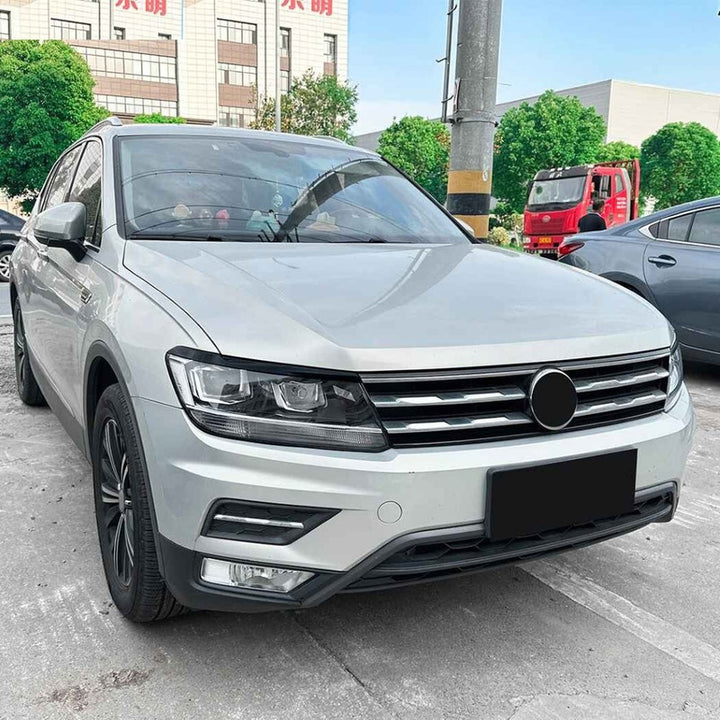 Car Craft Compatible With Vw Volkswagen Tiguan Mk2 2017-2020 Car Headlight Eyelid Lamp Eyebrow Skirts Splitter Zst-1213 Gb Glossy Black - CAR CRAFT INDIA