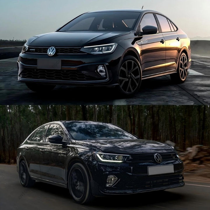 Car Craft Compatible With Vw Volkswagen Virtus 2023+ Front Bumper Lip Splitter Skirts Glossy Black Ar-vw-0233 CC-7964