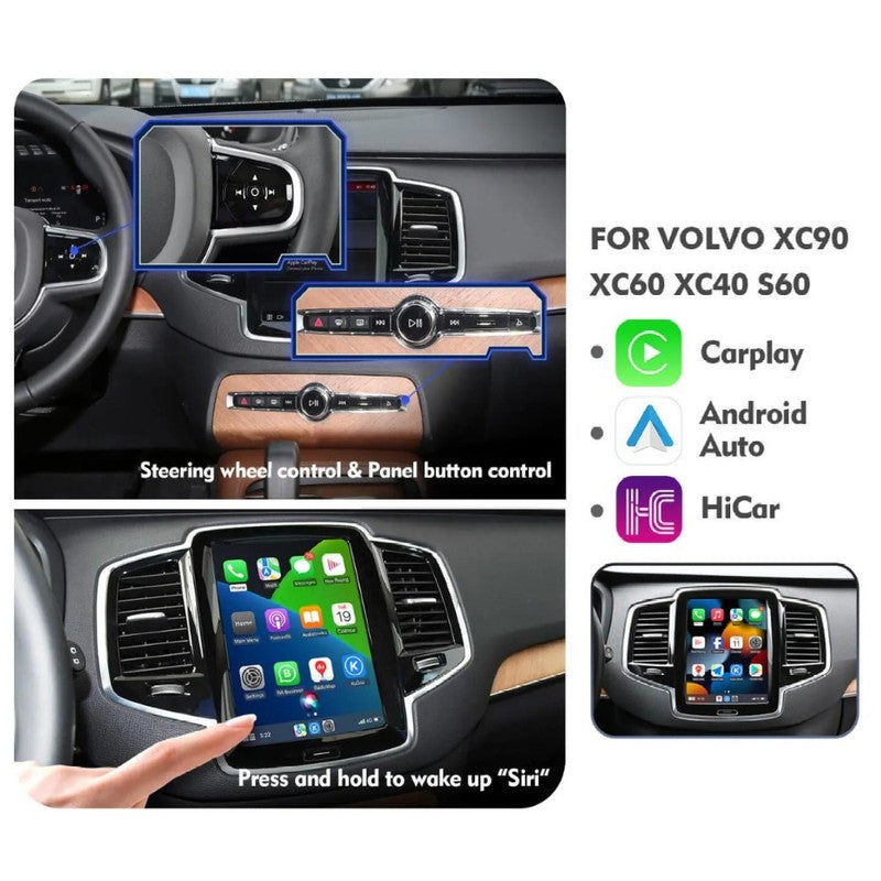 Car Craft Compatible With Volvo Xc90 Xc60 Xc40 S90 S60v60 V90 2018-2022 Upgrade To Wireless Apple Carplay Android Auto Adapter Carplay Box With Screeen Mirror Link Google Maps For Vertical Screen CC-9588