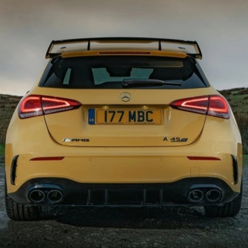 Car Craft Compatible With Mercedes Benz A Class W177 2018-2024 Rear Bumper Upgrade Convert To Amg Amg45 Exhaust Tip Pipe Dual Black W177-014