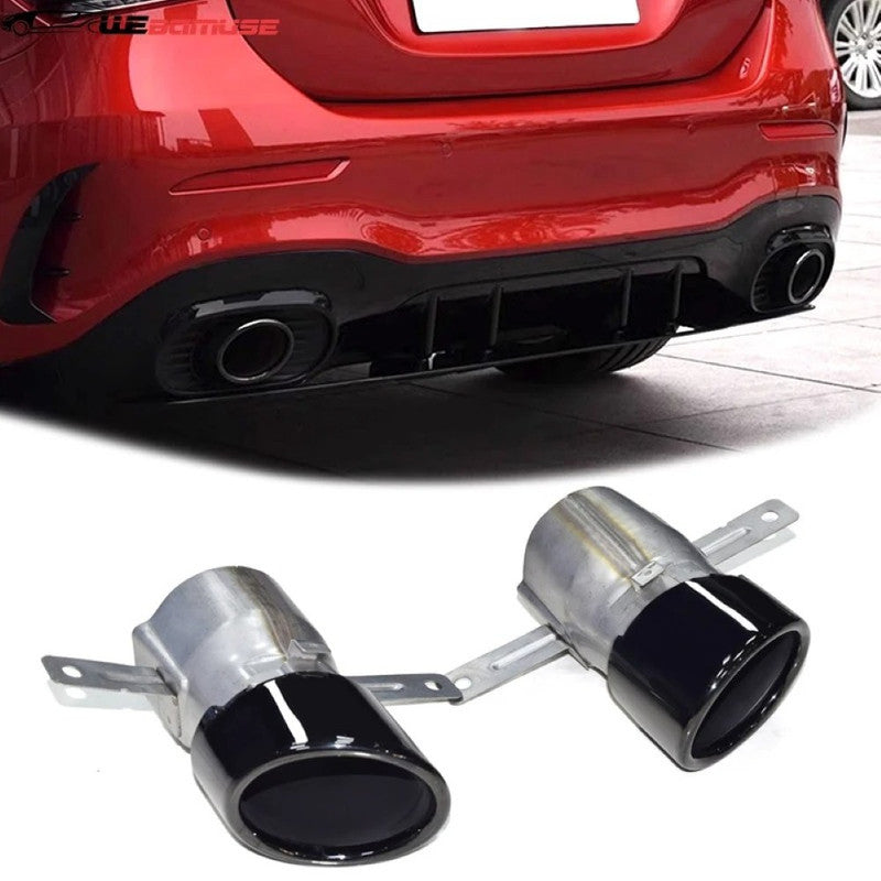Car Craft Compatible With Mercedes Benz A Class W177 2018-2024 Rear Bumper Upgrade Convert To Amg Amg45 Exhaust Tip Pipe Single Black W177-012