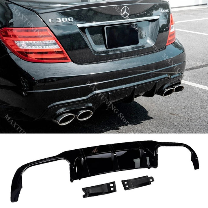 Car Craft Compatible With Mercedes Benz C Class W204 2007-2013 Amg C63 Rear Bumper After Lip Splitter Skirts Diffuser Ar-benz-0114 Cf Carbon Fiber Look GC CC-8306 - CAR CRAFT INDIA
