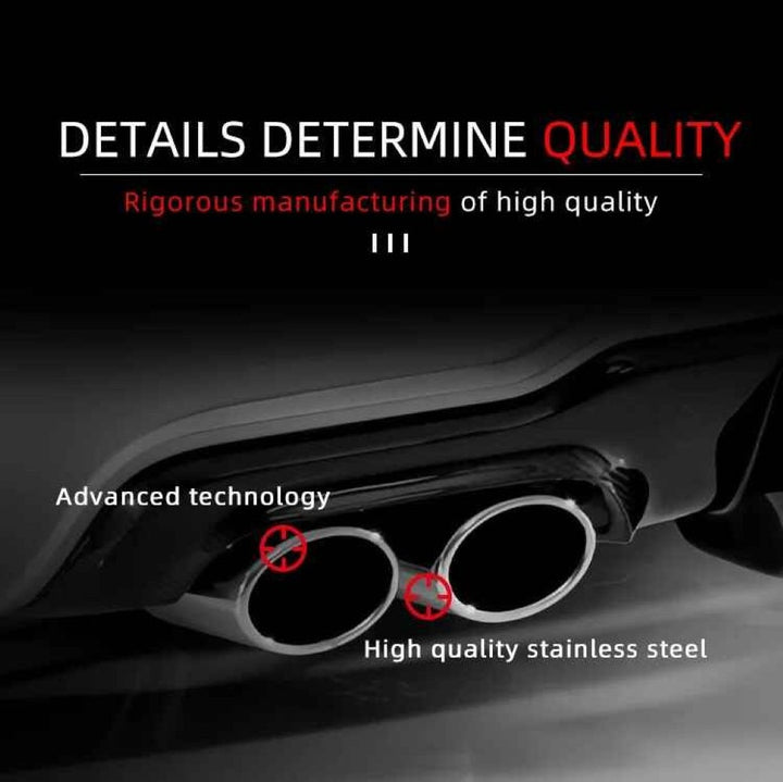 Car Craft Compatible With Mercedes Benz C Class W204 2011-2014 C63 Amg Exhaust Tip Pipe Dual Silver Chrome Gc W204-011