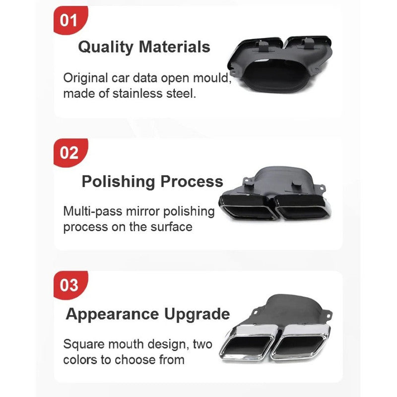 Car Craft Compatible With Mercedes Benz C Class W205 C205 Coupe 2015-2021 Rear Bumper Upgrade Convert To Amg Amg C63 Exhaust Tip Pipe Dual Black Classic Style Gc W205-027