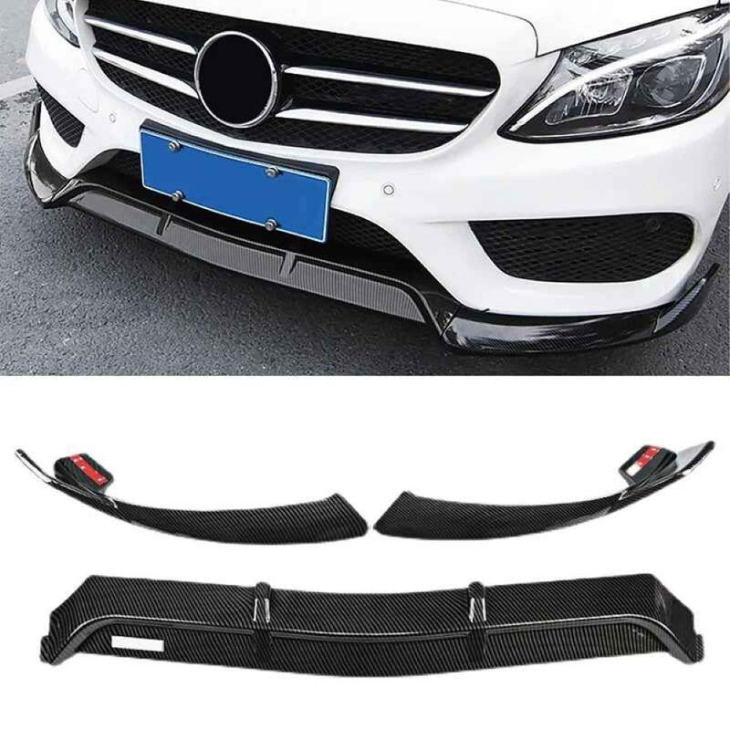 Car Craft Compatible With Mercedes Benz C Class W205 C205 Coupe 2015-2021 Classic Standard Front Bumper Lip Splitter Skirts Brabus Style Glossy Black GC