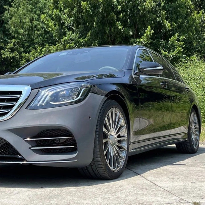 Car Craft Compatible With Mercedes Benz S Class W222 Lci 2018-2020 Upgrade Convert To S Class S63amg Amg63 S63 S65 S450 Amg Maybach Side Skirt Splitter Running Board Gc W222-013 Long