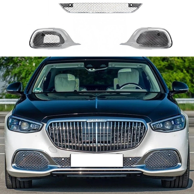 Car Craft Compatible With Mercedes Benz S Class W223 S450 S480 2021 Upgarde Fog Lamp Light Grill Cover Trim To S600 S680 Maybach Style Black Gc W223-004