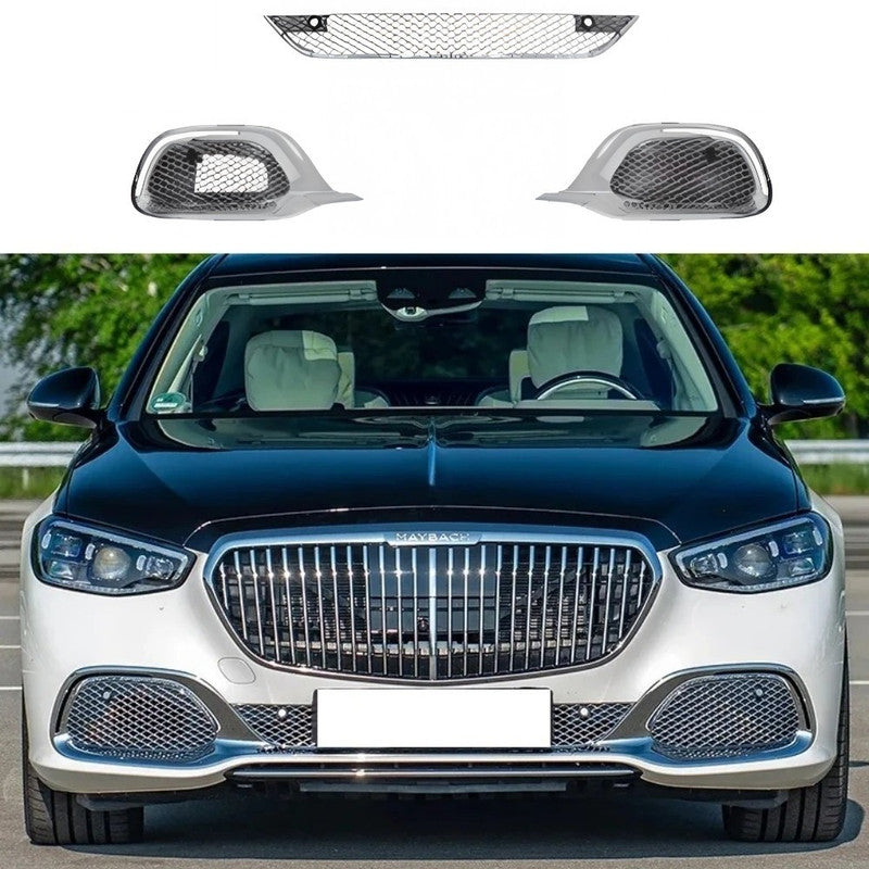 Car Craft Compatible With Mercedes Benz S Class W223 S450 S480 2021 Upgarde Fog Lamp Light Grill Cover Trim To S600 S680 Maybach Style Silver Gc W223-003