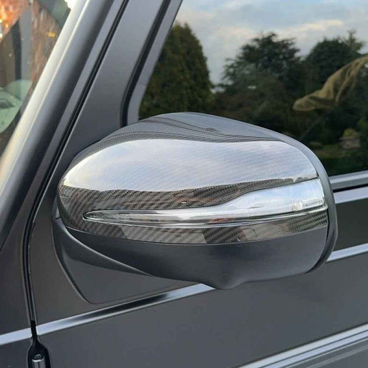 Car Craft Compatible With Mercedes Gle Gls W167 X167 2019-2025 W464 G Wagon G55 G63 2019-2025 Rear View Case Wing Cap Shell Housing Mirror Covers Replacement Style Carbon Fiber Look