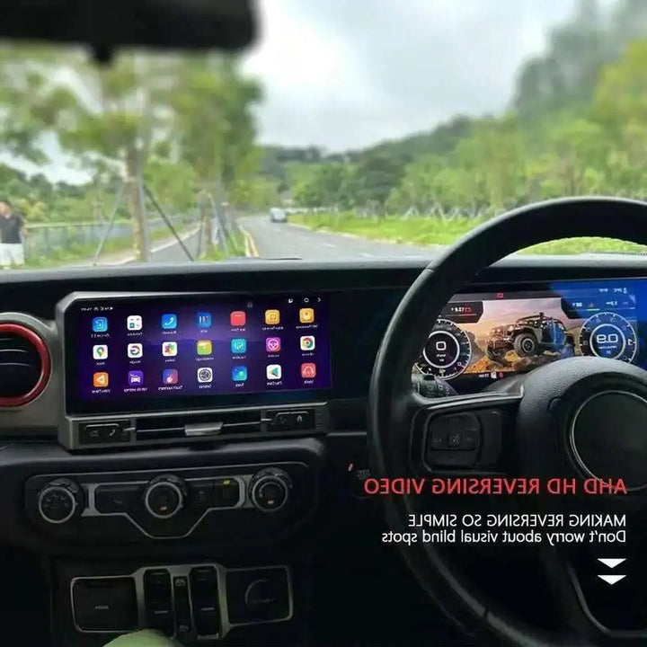 Car Craft Compatible With Jeep Wrangler Rubecorn 2018-2022 Digital Android Multimedia Infotainment Player Cluster Speedomeeter With Carplay 4gb+64gb Dual Screen Black