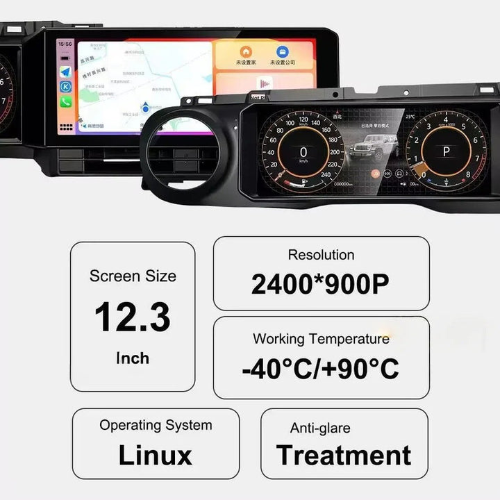 Car Craft Compatible With Jeep Wrangler Rubecorn 2018-2022 Digital Android Multimedia Infotainment Player Cluster Speedomeeter With Carplay 4gb+64gb Dual Screen Red