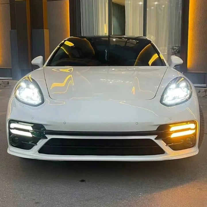 Car Craft Compatible With Porsche Panamera 970.2 2014-2016 Upgrade Facelift Convert To 2017 971 Turbo 7 Style Modified Bumper Headlights Bodykit Front