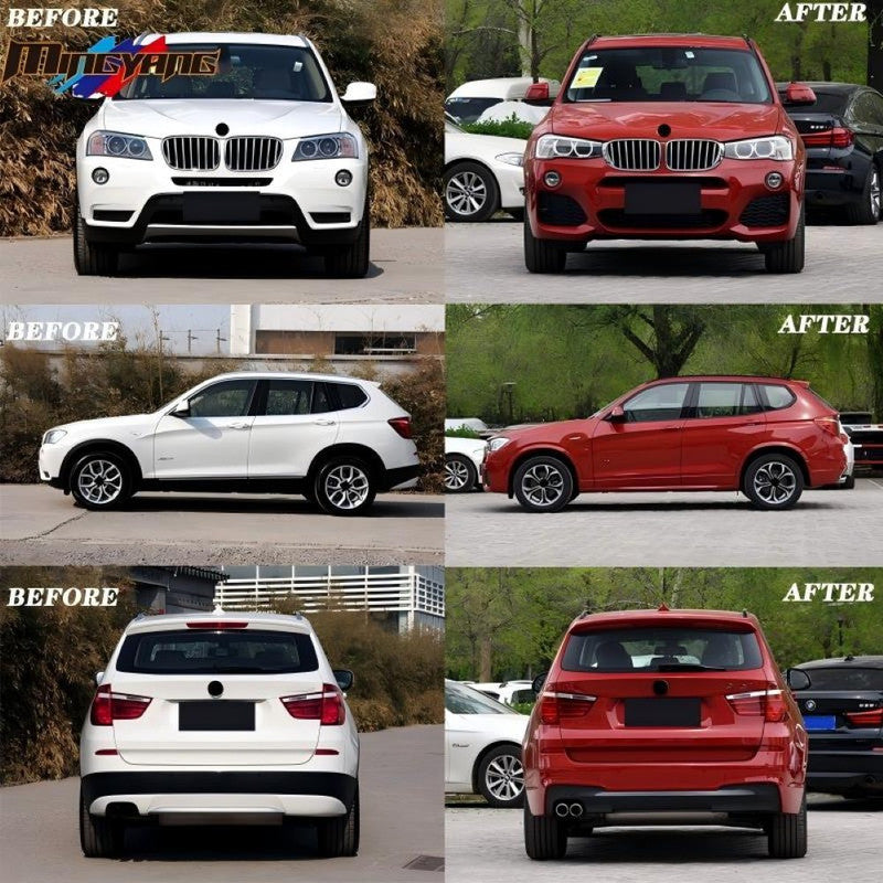 Car Craft Compatible With Bmw X3 Lci F25 2014-2017 Upgrade Convert To M Sport M Performance Mt M Tech X3m Bodykit Body Kit Front Rear Bumper After Lip Diffuser Skirt Splitter Wheel Arch Door Trim Cover Cladding Gc F25 005