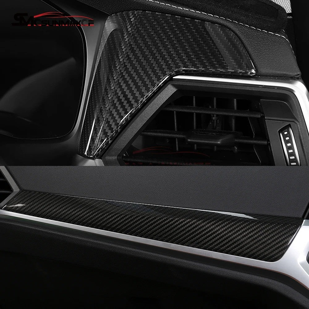 Car Craft Compatible With Bmw 3 Series G20 2019-2023 4 Sereis G22 G23 G26 2020 2021 Car Central Dashboard Interior Cup Holder Armrest Trim Cover Real Carbon Fiber 7 in 1