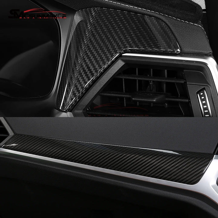 Car Craft Compatible With Bmw 3 Series G20 2019-2023 4 Sereis G22 G23 G26 2020 2021 Car Central Dashboard Interior Cup Holder Armrest Trim Cover Real Carbon Fiber 7 in 1