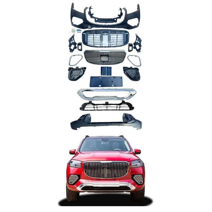 Car Craft Compatible With Mercedes Benz Gls W167 X167 2019-2024 Upgrade Facelift Convert To Gls Maybach Bodykit Front Bumper Grill Fog Trim Skirts