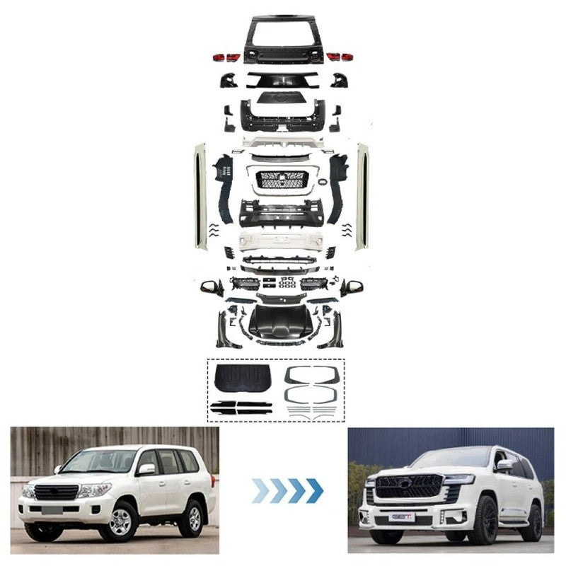 Car Craft Compatible With Toyota Land Cruiser Lc200 2008-2020 Upgrade Facelift Convert To Lc300 2022 Wald Style Bodytkit Front Rear Bumper Hood Fender Trunk Headlight Taillight Mirror Side Step Trim Grill Skirt Splitter Cut Version 1:1 F176b