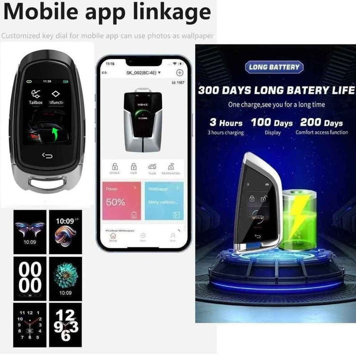 Car Craft Compatible With Audi Bmw Mercedes Jaguar Range Rover Porsche Volkswagen Skoda Volvo Nissan Jeep Maruti Toyota Hyndai Bentley Ferrari Lamborghini Mini Cooper Lcd Led Smart Keyless Key Sk05 Silver