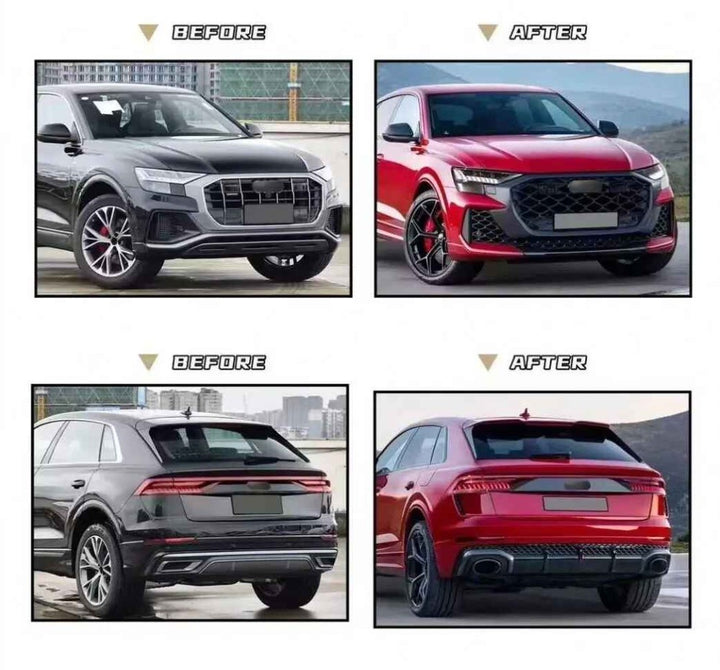 Car Craft Compatible With Audi Q8 2019-2023 Upgrade Convert To Rsq8 2024+ Style Sport Front Rear Bumper Bodykit Grill Fog Grill Side Skirts Diffuser Exhaust Tip Pipe Q8-002 Gc - CAR CRAFT INDIA
