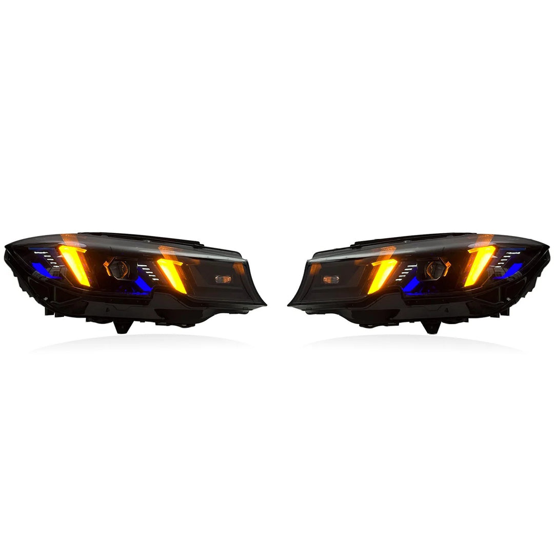 Car Craft Compatible With Bmw 3 Series G20 2019-2022 Car Front Upgraded Head Light Lamp Xenon Headlight Retrofit Upgrade Modified Led Drl Hid Snake Style With Yelllow Drl