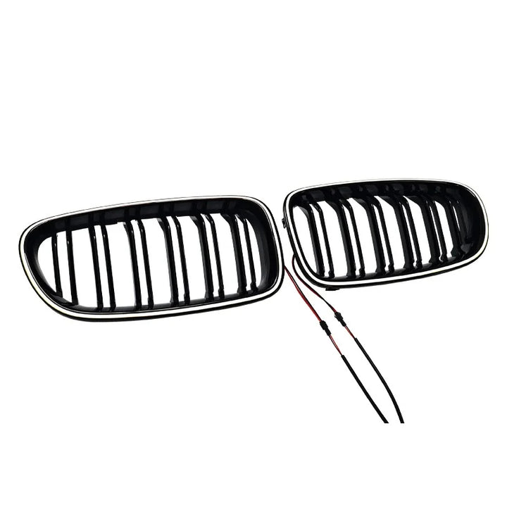 Car Craft Compatible With Bmw 5 Series F10 F18 2010-2017 Front Bumper Luminous Illuminated Led Glow Grill Dual Slate Black CC-5374-16