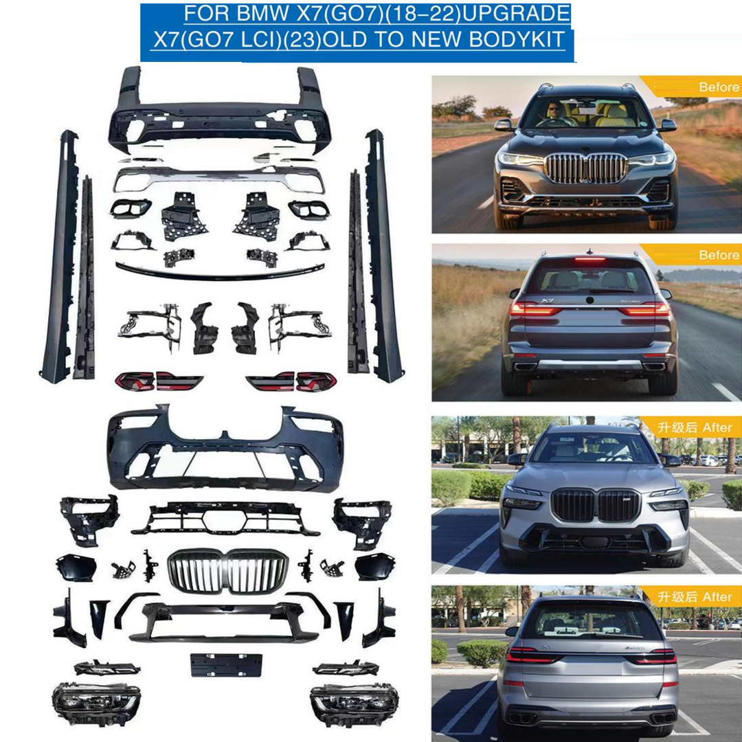 Car Craft Compatible With Bmw X7 G07 2018-2022 To X7 To X7 G07 Lci 2023+ X7m M Sports Upgrade Facelift Conversion Bodykit Bumper Headlight Taillight CC-6339-3 - CAR CRAFT INDIA