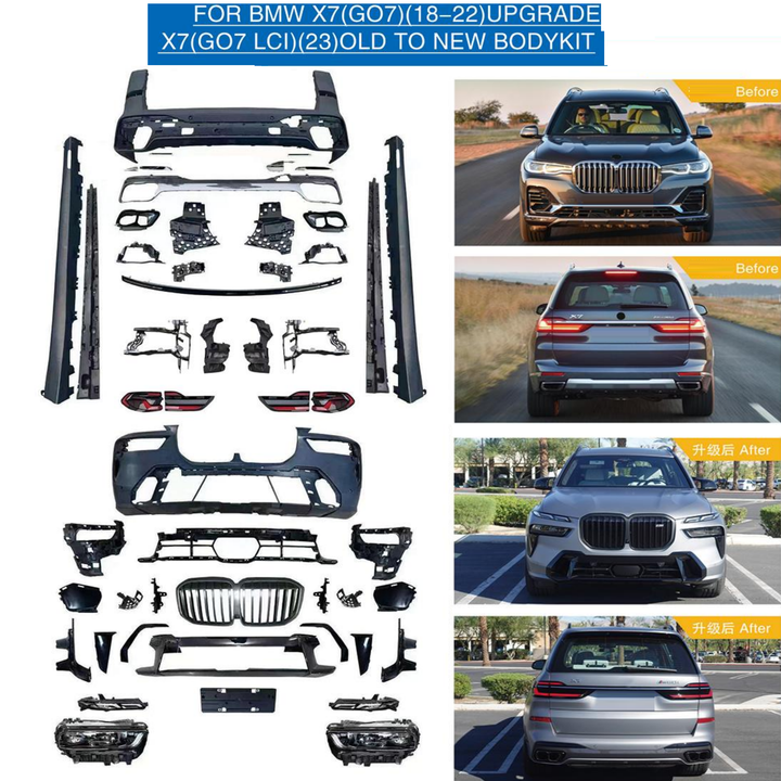 Car Craft Compatible With Bmw X7 G07 2018-2022 To X7 To X7 G07 Lci 2023+ X7m M Sports Upgrade Facelift Conversion Bodykit Bumper Headlight Taillight CC-6339-3 - CAR CRAFT INDIA