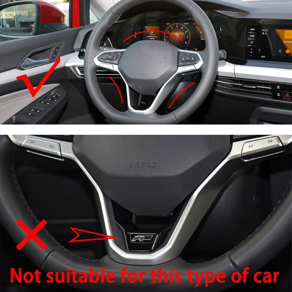 Car Craft Compatible With Volkswagen Virtus Arteon Golf 8 Vw Id.3 Passat B8 T-cross Tiguan Touareg Vw T6 Steering Wheel Trim Badge Logo Gti Line Red - CAR CRAFT INDIA