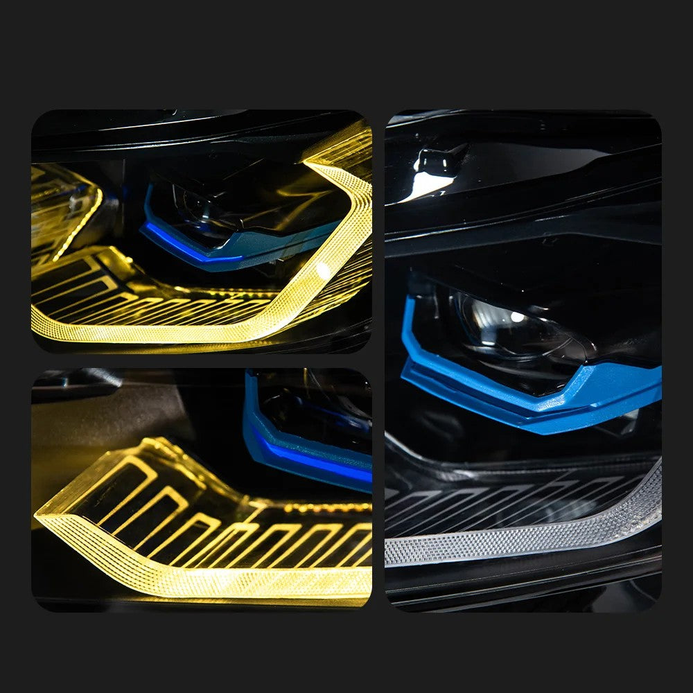 Car Craft Compatible With Bmw 3 Series G20 Lci 2023-2025 Car Front Upgraded Head Light Lamp Xenon Headlight Retrofit Upgrade Modified Led Drl Hid G80 Style With Yelllow Drl