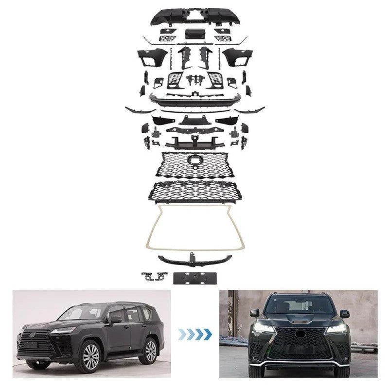 Car Craft Compatible With Toyota Lexus Lx600 2022+ Low Version Upgrade Facelift Convert To Lx600 High Version Style Bodytkit Front Rear Grill Skirt Splitter F166