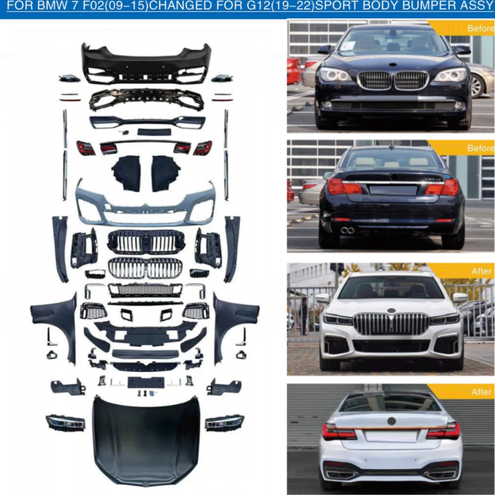Car Craft Compatible With Bmw 7 Series F01 F02 2009-2014 Upgrade Facelift Convert To G12 Lci 2019-2024 M Sport Kit Bumper Grill Headlight Taillight Trunk Fender Spoiler Bodykit No Cut