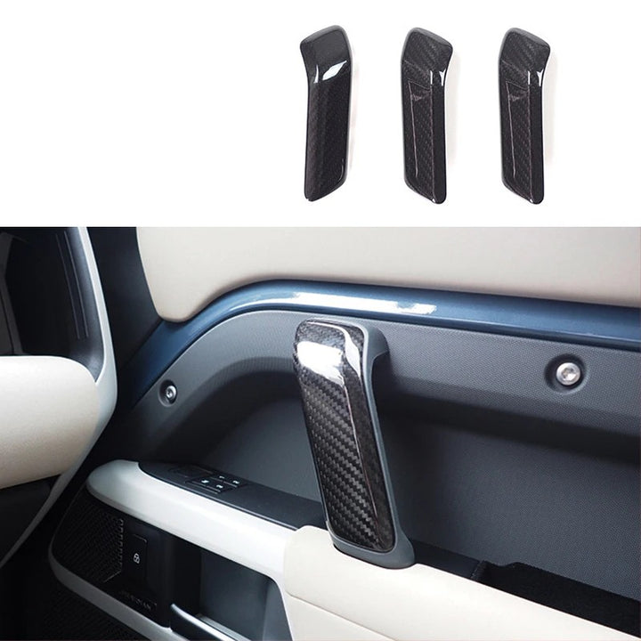 Car Craft Compatible With Range Land Rover Defender 90 110 130 L663 Lr129997 2020+ Car Interior Inner Pull Door Handle Trim Cover Real Carbon Fiber - CAR CRAFT INDIA