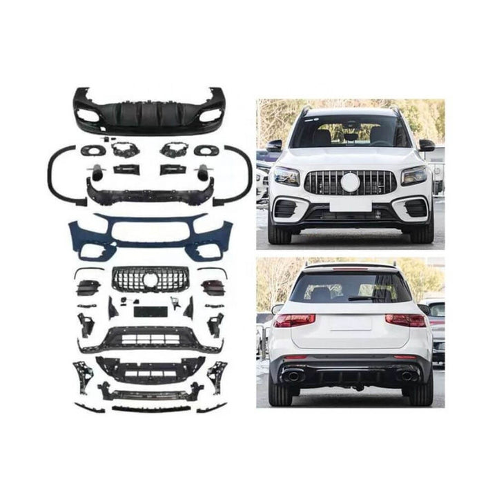 Car Craft Compatible With Mercedes Benz Glb W247 X247 2020-2024 Upgrade Convert To Glb35 Amg Bodykit Front Bumper Grill Diffuser Exhaust Tip Pipe Skirt Trim Wheel Arch Silver Gc X247-014