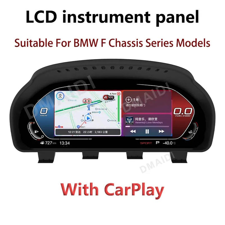 BMW 1 2 3 4 5 6 7 X1 X3 X4 X5 X6 X7 Z4 F10 F20 F30 F34 F12 F02 F48 F25 F26 F15 F16 E60 E70 E90 E84 E89 ANDROID DIGITAL INSTRUMENTAL CLUSTER SPEEDOMEETER  WITH CARPLAY