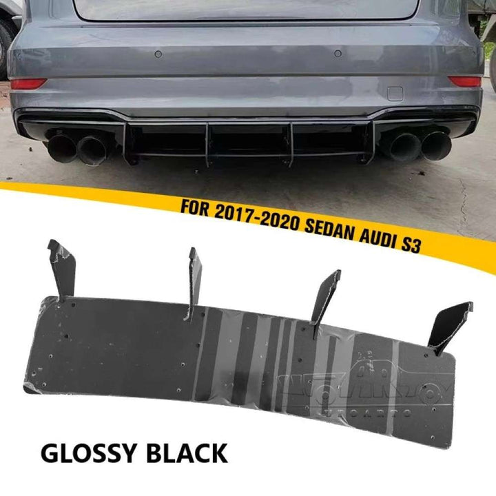 Car Craft Compatible With Audi A3 S3 2017-2020 S Line Rear Bumper After Lip Splitter Skirts Diffuser Blade Style Ar-audi-025 Gb Glossy Black - CAR CRAFT INDIA