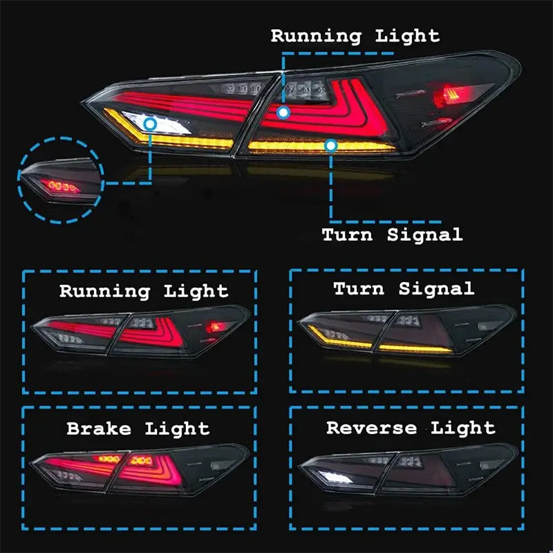 RGB LED Tail Lights for Toyota Camry SE/LE/XSE/XLE/TRD 2018