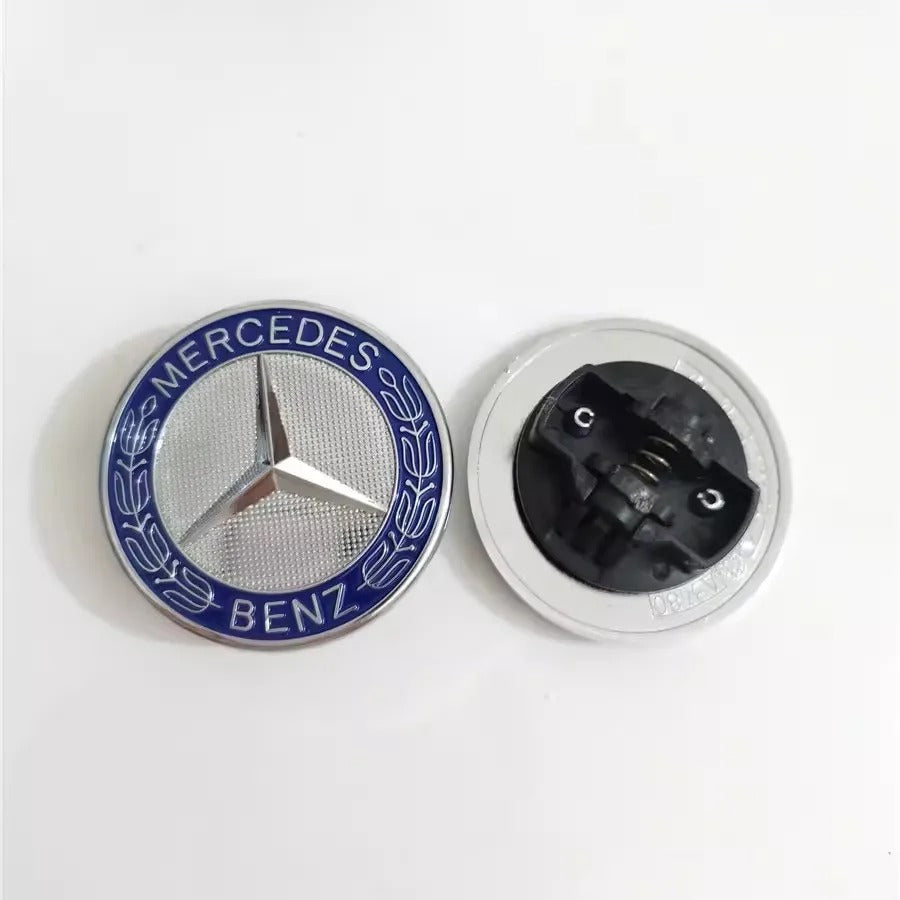 Car Craft Compatible With Mercedes A B C E S Class Ml Gl Gle Gls Cla Gla Glc Slk Grill Letter Logo Badge Emblem Sticker Front Bonnet Hood Logo 55mm Blue
